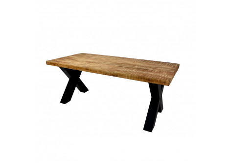 Table manguier massif et pieds X métal 