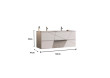 Ensemble salle de bain, meuble suspendu+colonne+miroir+double vasque VICTORIA blanc brillant, 122 x 53 x 47 cm