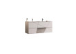 Ensemble salle de bain, meuble suspendu+colonne+miroir+double vasque VICTORIA blanc brillant, 122 x 53 x 47 cm
