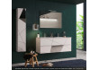 Ensemble salle de bain, meuble suspendu+colonne+miroir+double vasque VICTORIA blanc brillant, 122 x 53 x 47 cm