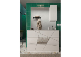 Ensemble salle de bain, meuble+miroiravec colonne+double vasque VITTORIA blanc brillant, 122 x 86 x 47 cm