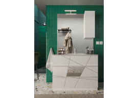 Ensemble salle de bain, meuble+miroir+vasque VITTORIA blanc brillant, 101 x 86 x 47 cm
