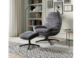 Fauteuil balancier + pouf cady gris