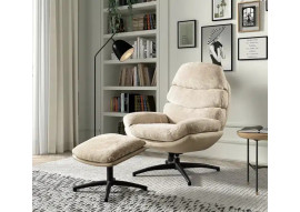 Fauteuil balancier + pouf cady beige