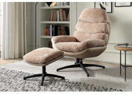 Fauteuil balancier + pouf cady marron