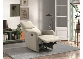 Fauteuil de relaxation électrique ou manuel almera tissu ivoire
