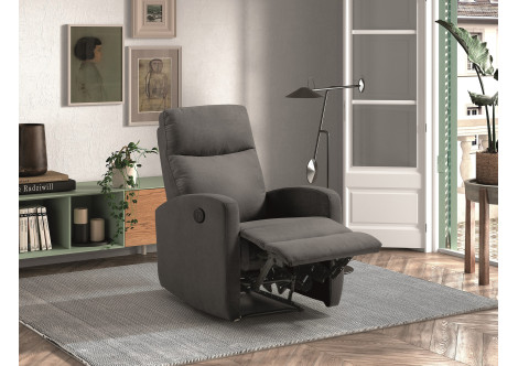Fauteuil de relaxation électrique almera tissu gris foncé