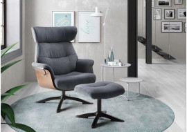 Fauteuil de relaxation  manuel tissu bleu gris